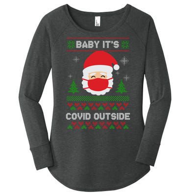 Baby It's COVID Outside Ugly Christmas Sweater Women's Perfect Tri Tunic Long Sleeve Shirt