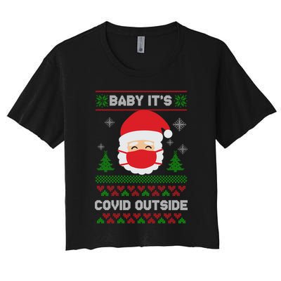 Baby It's COVID Outside Ugly Christmas Sweater Crop Top