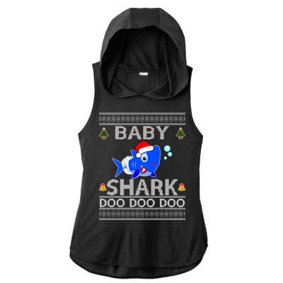 Baby Shark Doo Doo Cute Ugly Christmas Ladies PosiCharge Tri-Blend Wicking Draft Hoodie Tank