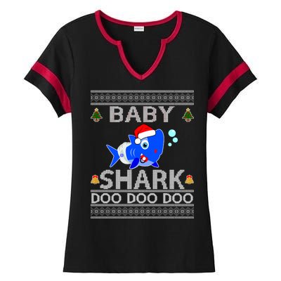 Baby Shark Doo Doo Cute Ugly Christmas Ladies Halftime Notch Neck Tee