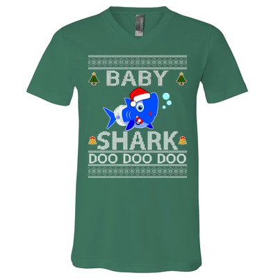 Baby Shark Doo Doo Cute Ugly Christmas V-Neck T-Shirt