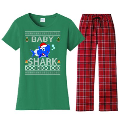 Baby Shark Doo Doo Cute Ugly Christmas Women's Flannel Pajama Set