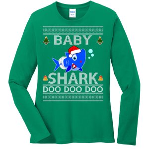 Baby Shark Doo Doo Cute Ugly Christmas Ladies Long Sleeve Shirt