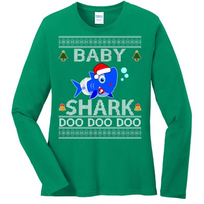 Baby Shark Doo Doo Cute Ugly Christmas Ladies Long Sleeve Shirt