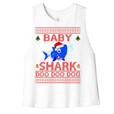 Baby Shark Doo Doo Cute Ugly Christmas Women's Racerback Cropped Tank