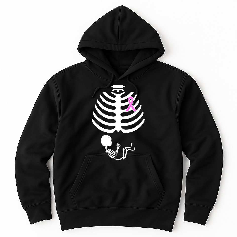 Baby Skeleton Breast Cancer Ribbon Hoodie