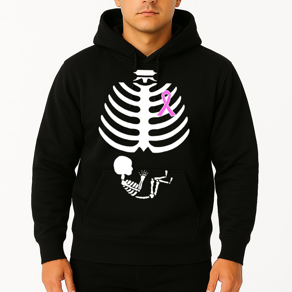 Baby Skeleton Breast Cancer Ribbon Hoodie