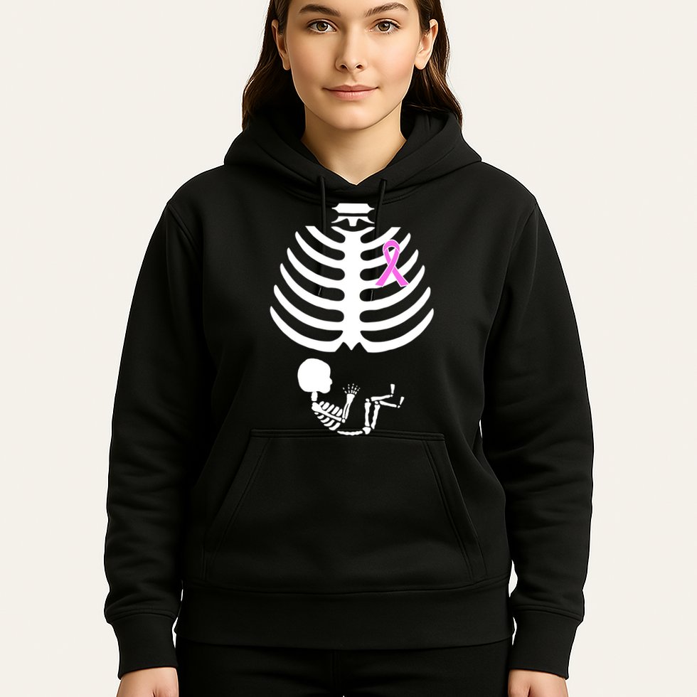Baby Skeleton Breast Cancer Ribbon Hoodie