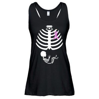 Baby Skeleton Breast Cancer Ribbon Ladies Essential Flowy Tank