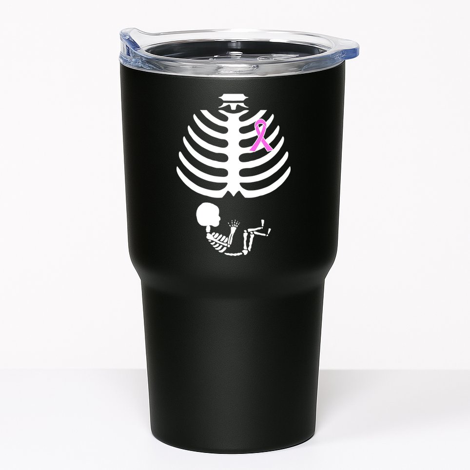 Baby Skeleton Breast Cancer Ribbon Tumbler