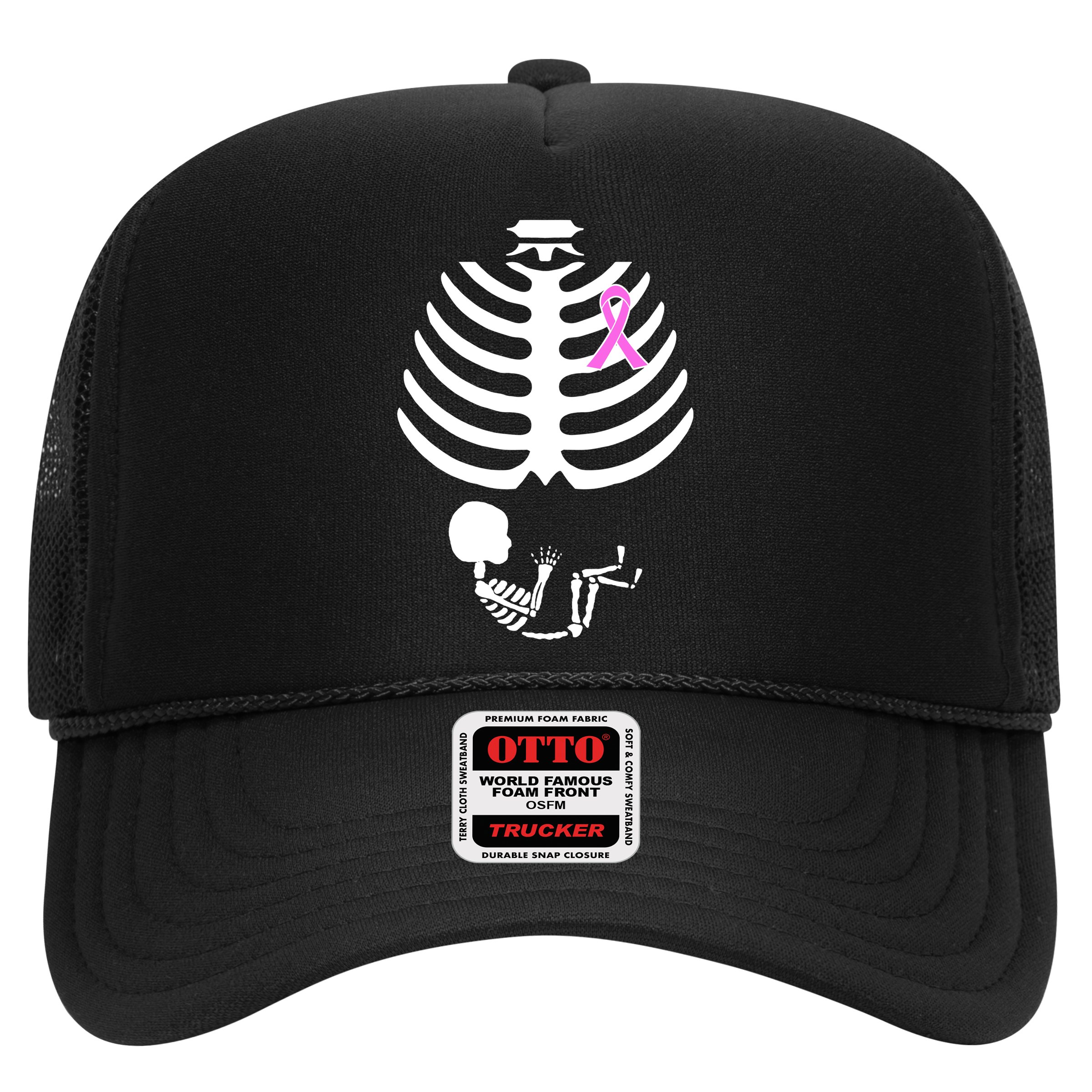Baby Skeleton Breast Cancer Ribbon Hat