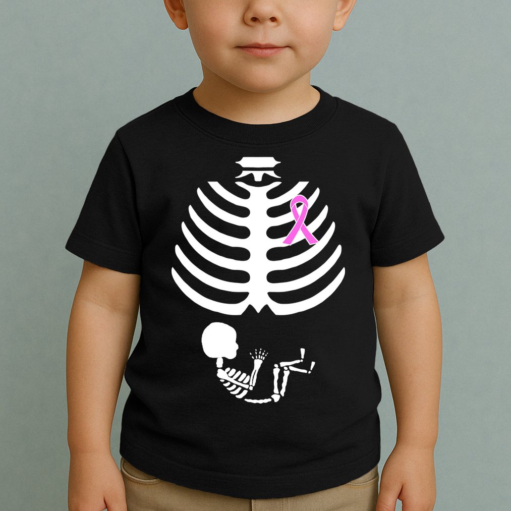 Baby Skeleton Breast Cancer Ribbon Toddler T-Shirt