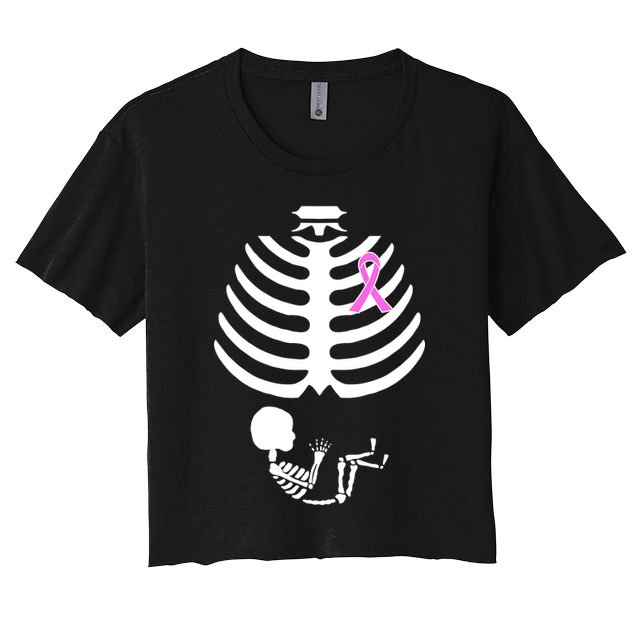 Baby Skeleton Breast Cancer Ribbon Crop Top