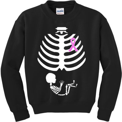Baby Skeleton Breast Cancer Ribbon Kids Sweatshirt