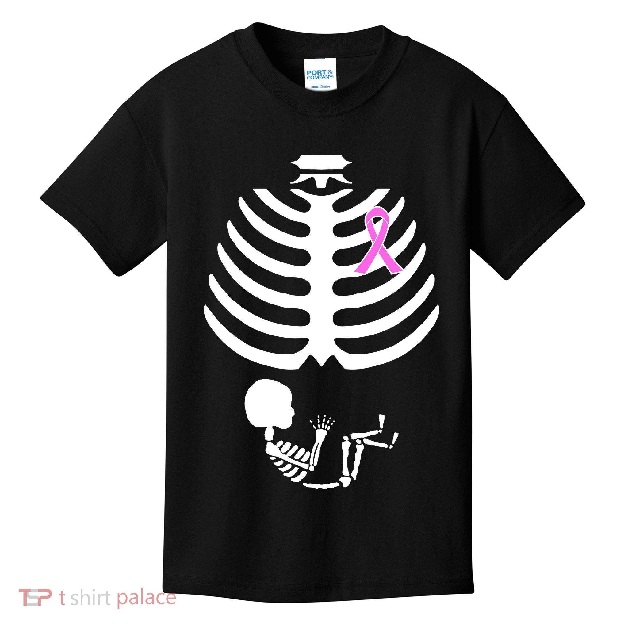 Baby Skeleton Breast Cancer Ribbon Kids T-Shirt