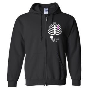 Baby Skeleton Breast Cancer Ribbon Full Zip Hoodie