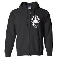 Baby Skeleton Breast Cancer Ribbon Full Zip Hoodie