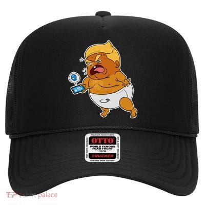 Baby Trump Crying Tweet High Crown Mesh Back Trucker Hat