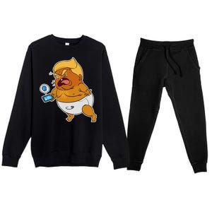 Baby Trump Crying Tweet Premium Crewneck Sweatsuit Set