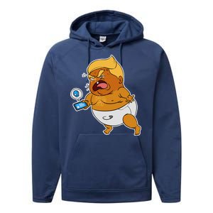 Baby Trump Crying Tweet Performance Fleece Hoodie