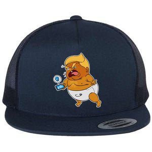 Baby Trump Crying Tweet Flat Bill Trucker Hat