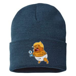 Baby Trump Crying Tweet Sustainable Knit Beanie