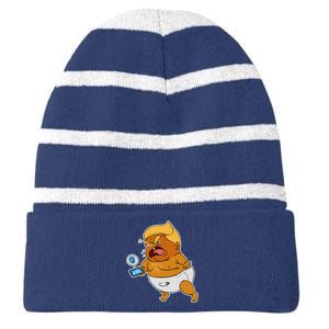 Baby Trump Crying Tweet Striped Beanie with Solid Band