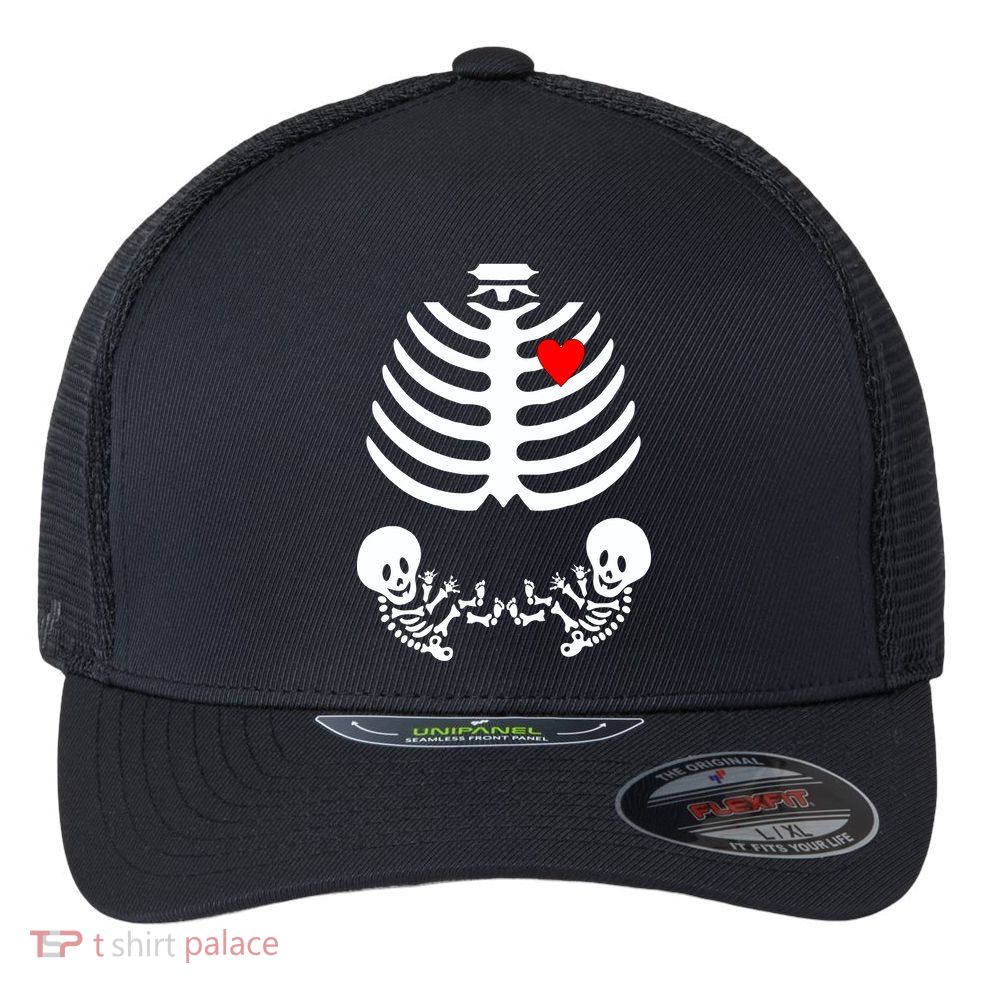 Baby Twins Skeleton Halloween Costume Flexfit Unipanel Trucker Cap