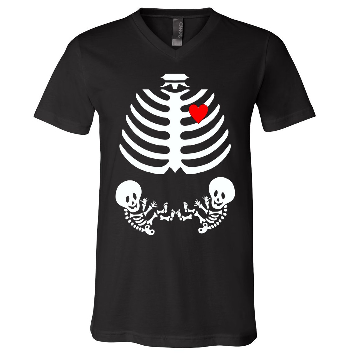 Baby Twins Skeleton Halloween Costume V-Neck T-Shirt