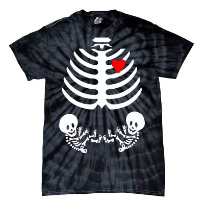 Baby Twins Skeleton Halloween Costume Tie-Dye T-Shirt