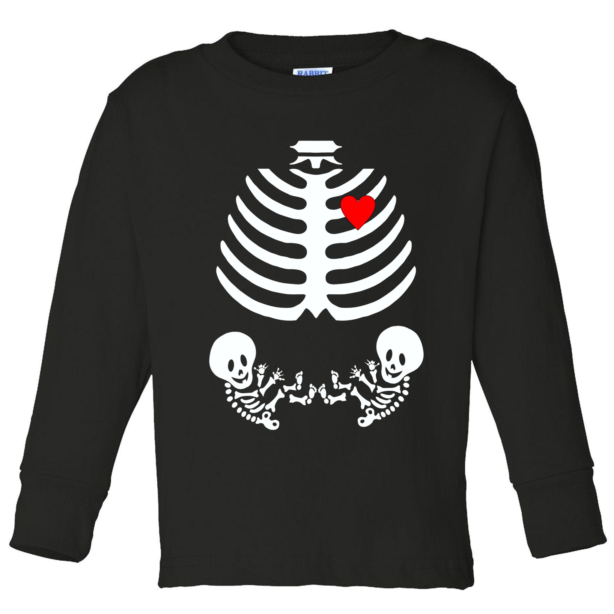 Baby Twins Skeleton Halloween Costume Toddler Long Sleeve Shirt