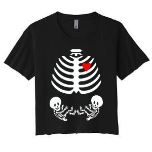 Baby Twins Skeleton Halloween Costume Women's Crop Top Tee