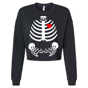 Baby Twins Skeleton Halloween Costume Cropped Pullover Crew