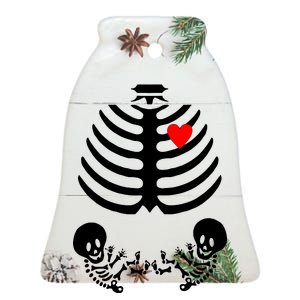 Baby Twins Skeleton Halloween Costume Ceramic Bell Ornament