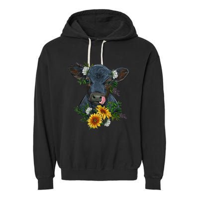 Black Angus Calf Cow Farm Animals Farmer Cow Farming Garment-Dyed Fleece Hoodie