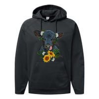 Black Angus Calf Cow Farm Animals Farmer Cow Farming Performance Fleece Hoodie