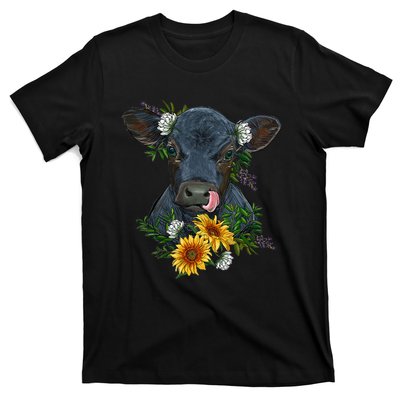 Black Angus Calf Cow Farm Animals Farmer Cow Farming T-Shirt