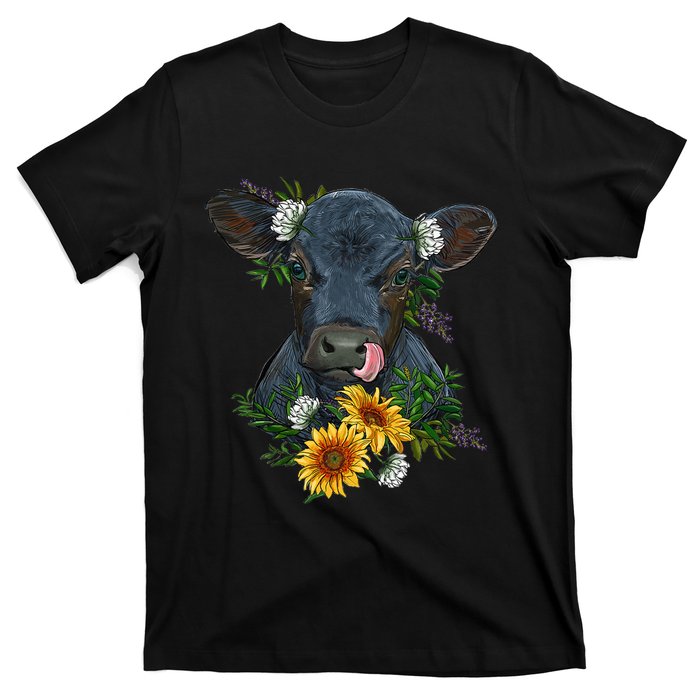 Black Angus Calf Cow Farm Animals Farmer Cow Farming T-Shirt