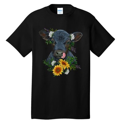 Black Angus Calf Cow Farm Animals Farmer Cow Farming Tall T-Shirt