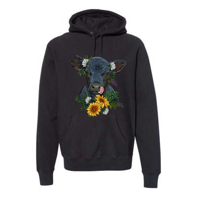 Black Angus Calf Cow Farm Animals Farmer Cow Farming Premium Hoodie