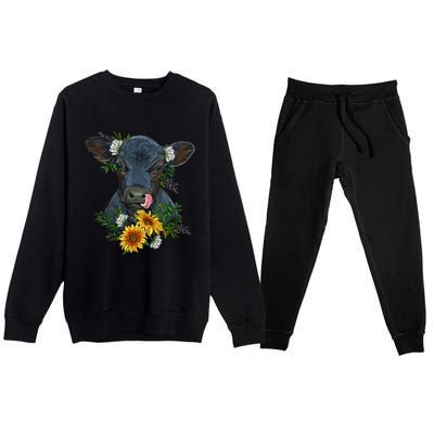 Black Angus Calf Cow Farm Animals Farmer Cow Farming Premium Crewneck Sweatsuit Set