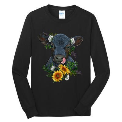 Black Angus Calf Cow Farm Animals Farmer Cow Farming Tall Long Sleeve T-Shirt