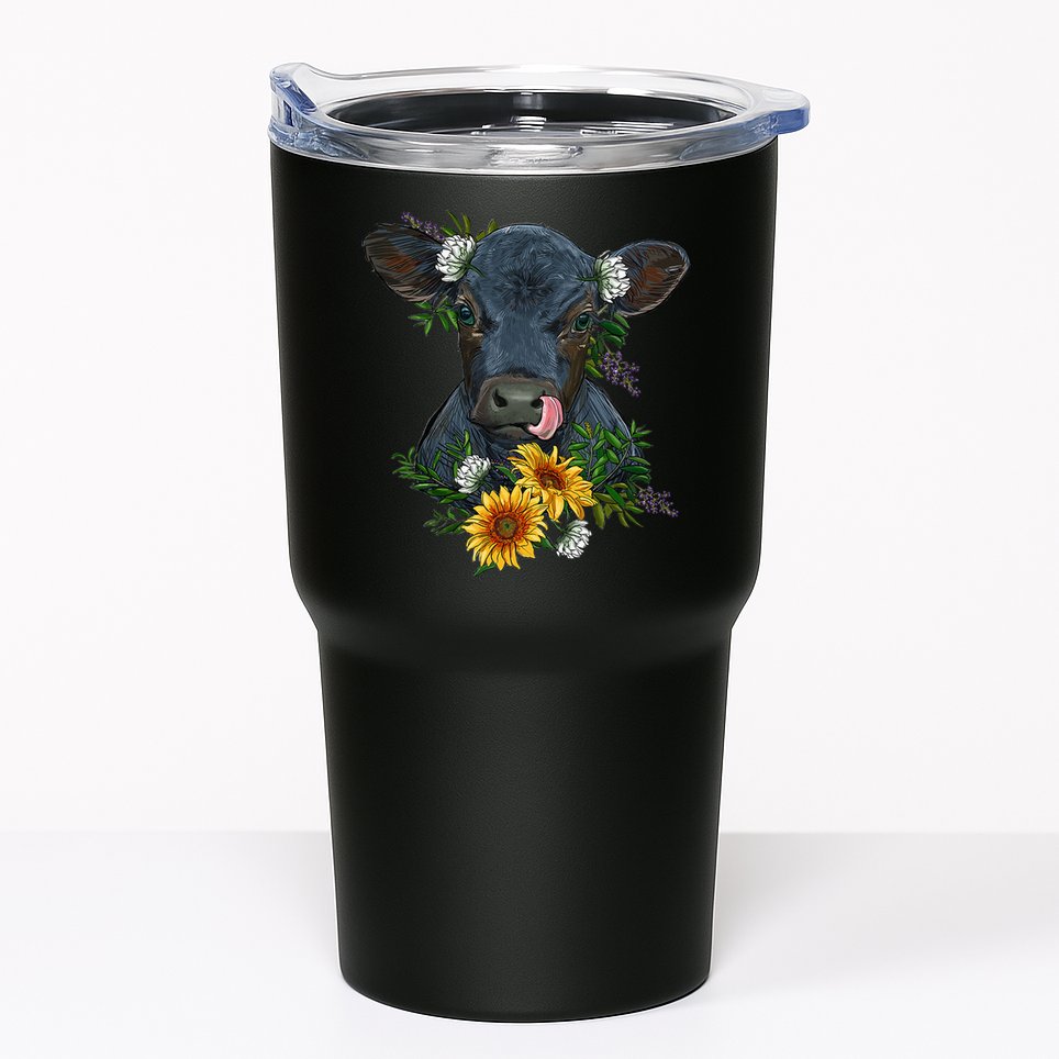 Black Angus Calf Cow Farm Animals Farmer Cow Farming Tumbler