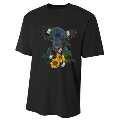 Black Angus Calf Cow Farm Animals Farmer Cow Farming Performance Sprint T-Shirt