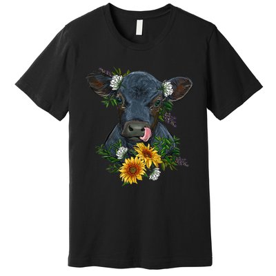 Black Angus Calf Cow Farm Animals Farmer Cow Farming Premium T-Shirt