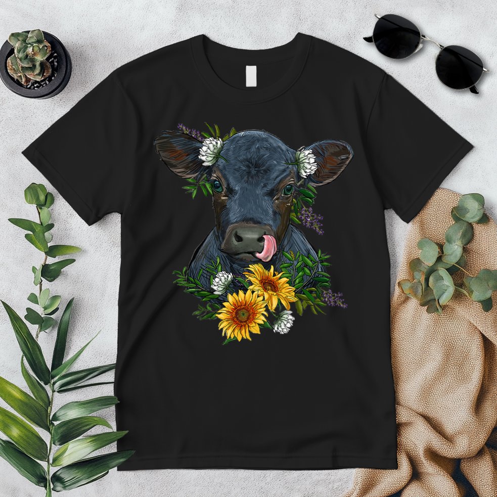 Black Angus Calf Cow Farm Animals Farmer Cow Farming Premium T-Shirt