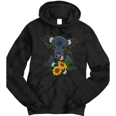 Black Angus Calf Cow Farm Animals Farmer Cow Farming Tie Dye Hoodie