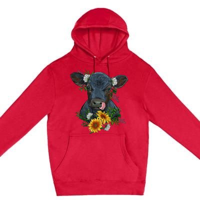 Black Angus Calf Cow Farm Animals Farmer Cow Farming Premium Pullover Hoodie