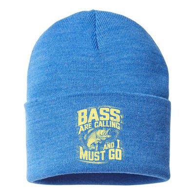 Bass Are Calling And I Must Go Bass Fishing Gift Sustainable Knit Beanie