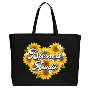 Blessed Auntie Cute Mom Sunflower Heart Mothers Day Gift Cotton Canvas Jumbo Tote